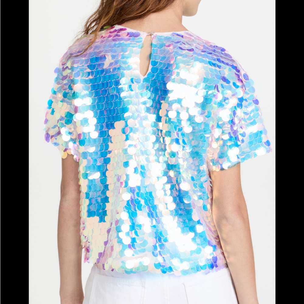 Le Superbe Mimosa Sequined T Shirt Top Shimmery Oversized Tee Size 2 - Picture 3 of 17